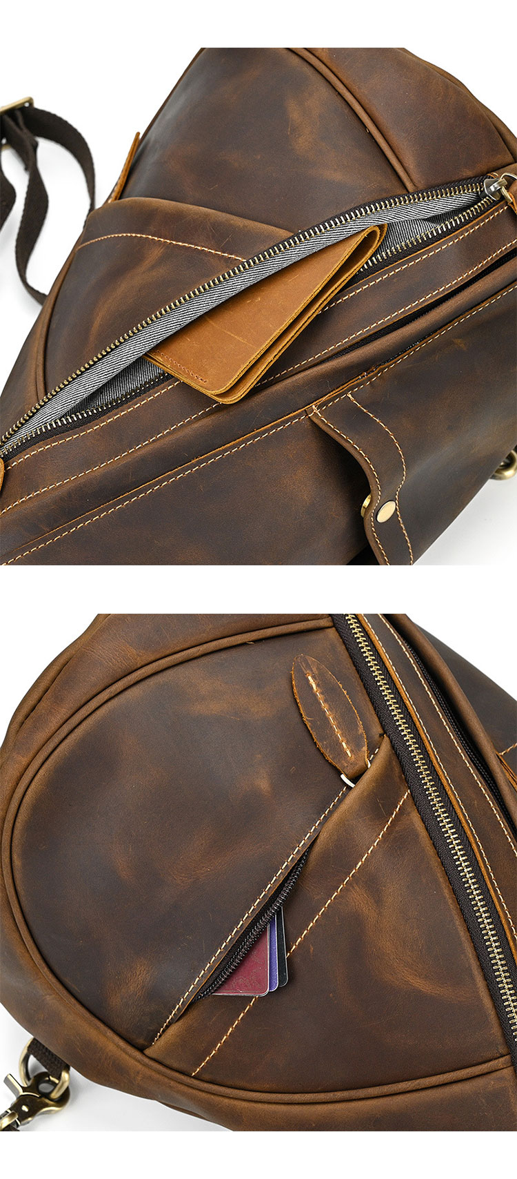 Whatna 天然牛 革 斜めがけ ボディバッグ ワンショルダー メンズ 本革 厚手 レザー5001KF-11