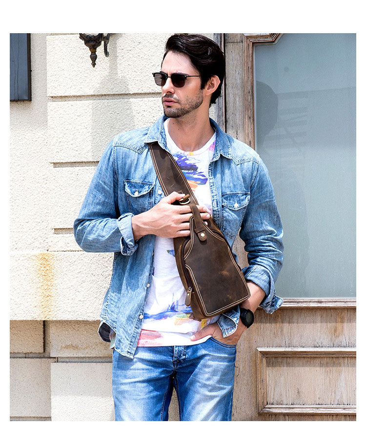 Whatna 天然牛 革 斜めがけ ボディバッグ ワンショルダー メンズ 本革 厚手 レザー Ipadmini収納可9340-12