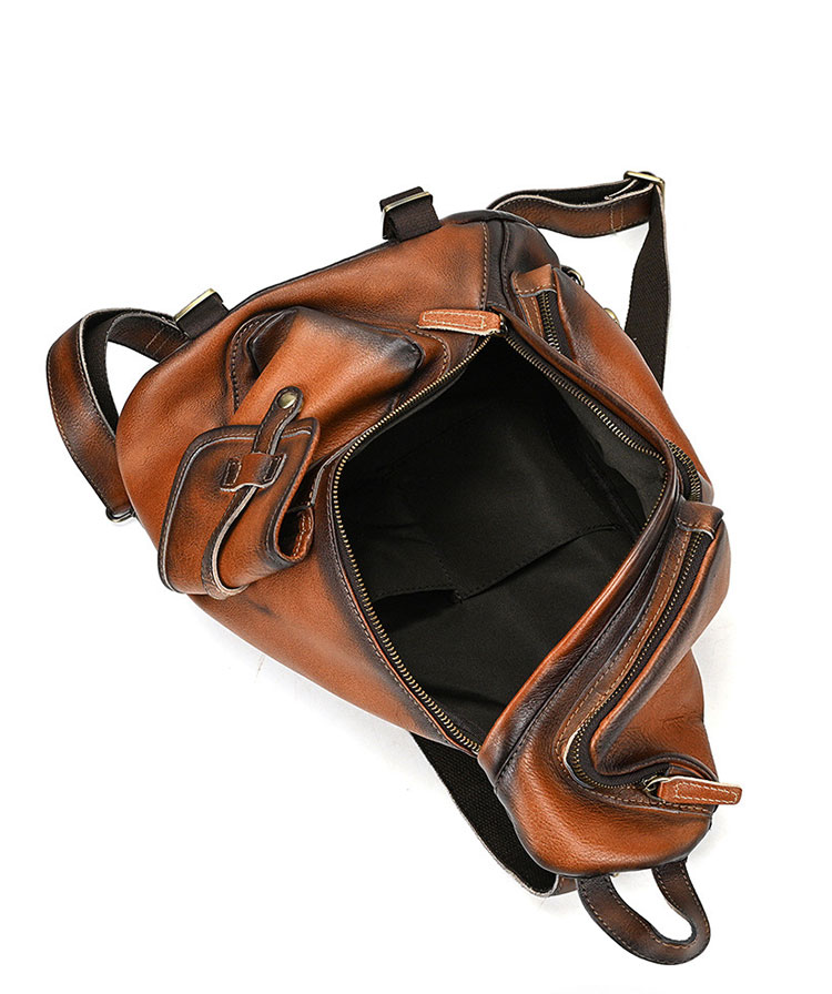 Whatna アンティーク風合い鞣し天 然牛 革 斜めがけ ボディバッグ ワンショルダー メンズ B5書類、15.6インチPC等収納可 左右付け替え可能 本革 厚手 レザー5002CS-8