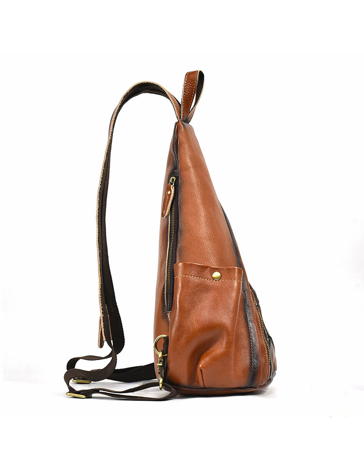 Whatna アンティーク風合い鞣し天 然牛 革 斜めがけ ボディバッグ ワンショルダー メンズ A4書類、15.6インチPC等収納可 左右付け替え可能 本革 厚手 レザー5001CS-2