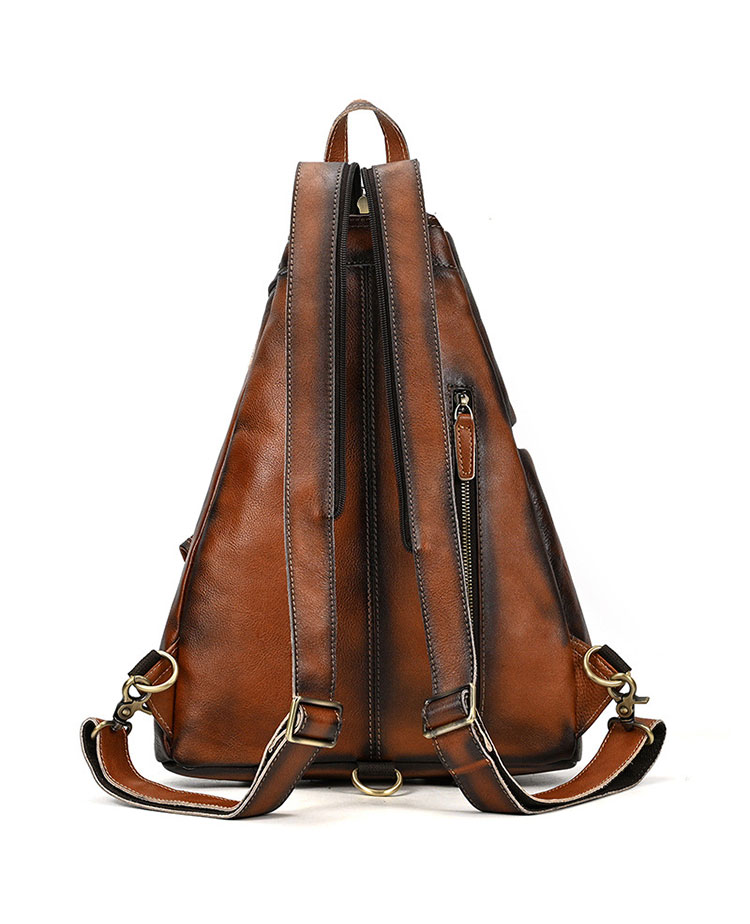 Whatna アンティーク風合い鞣し天 然牛 革 斜めがけ ボディバッグ ワンショルダー メンズ B5書類、15.6インチPC等収納可 左右付け替え可能 本革 厚手 レザー5002CS-4