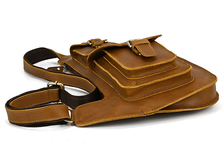 Whatna 天然牛 革 斜めがけ ボディバッグ ワンショルダー メンズ 本革 厚手 レザー Ipadmini収納可7165-6