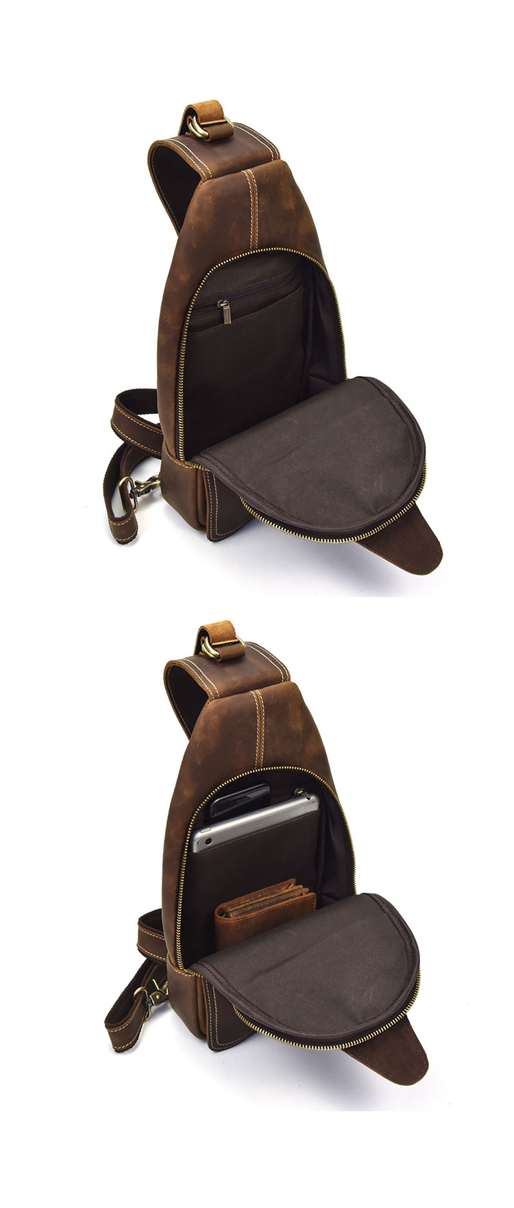 Whatna 天然牛 革 斜めがけ ボディバッグ ワンショルダー メンズ 本革 厚手 レザー Ipadmini収納可9340-8