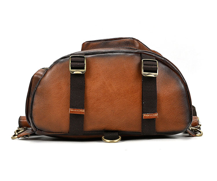 Whatna アンティーク風合い鞣し天 然牛 革 斜めがけ ボディバッグ ワンショルダー メンズ B5書類、15.6インチPC等収納可 左右付け替え可能 本革 厚手 レザー5002CS-6