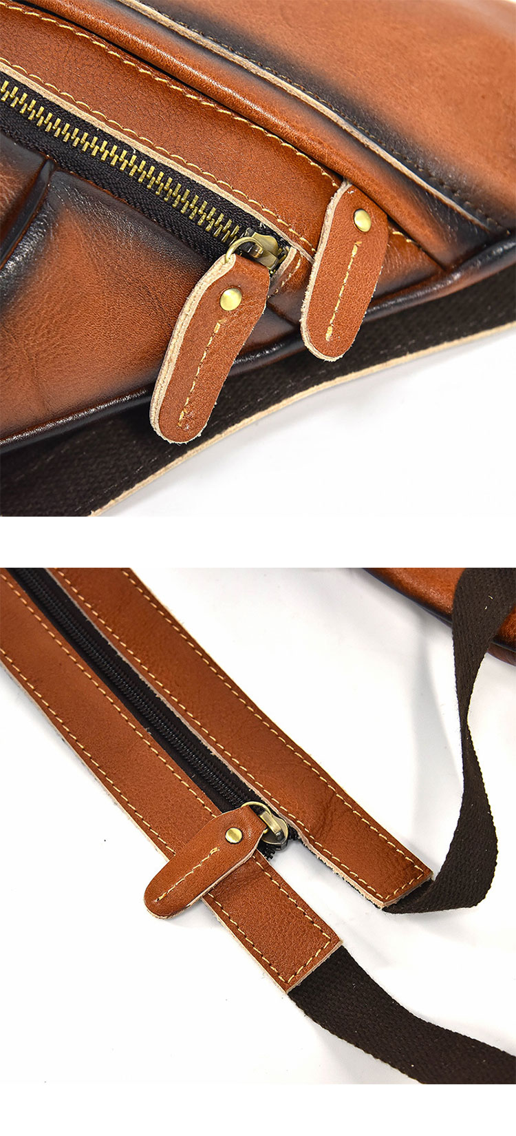 Whatna アンティーク風合い鞣し天 然牛 革 斜めがけ ボディバッグ ワンショルダー メンズ A4書類、15.6インチPC等収納可 左右付け替え可能 本革 厚手 レザー5001CS-11