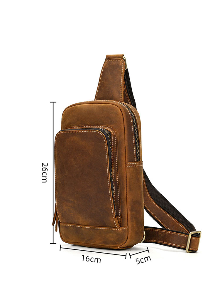 Whatna 天然 牛革 斜めがけ ボディバッグ ワンショルダー メンズ 本革 厚手 レザー9330-1