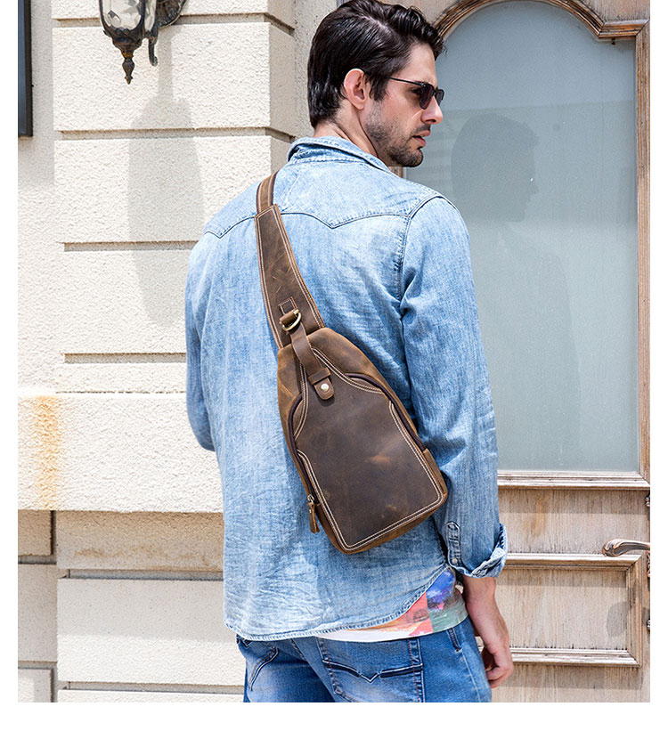 Whatna 天然牛 革 斜めがけ ボディバッグ ワンショルダー メンズ 本革 厚手 レザー Ipadmini収納可9340-14