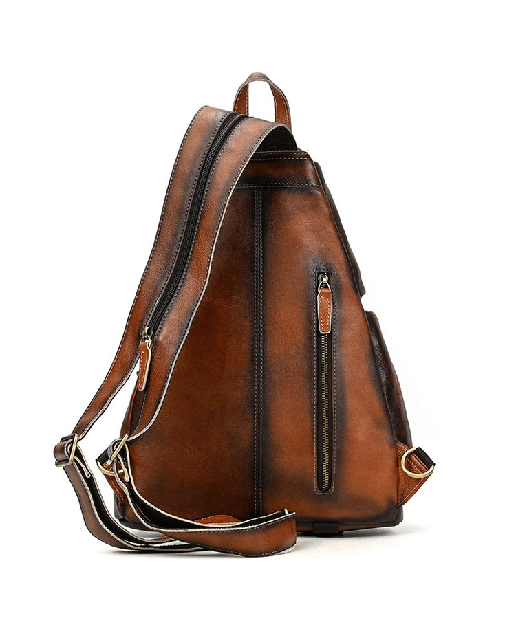 Whatna アンティーク風合い鞣し天 然牛 革 斜めがけ ボディバッグ ワンショルダー メンズ B5書類、15.6インチPC等収納可 左右付け替え可能 本革 厚手 レザー5002CS-5