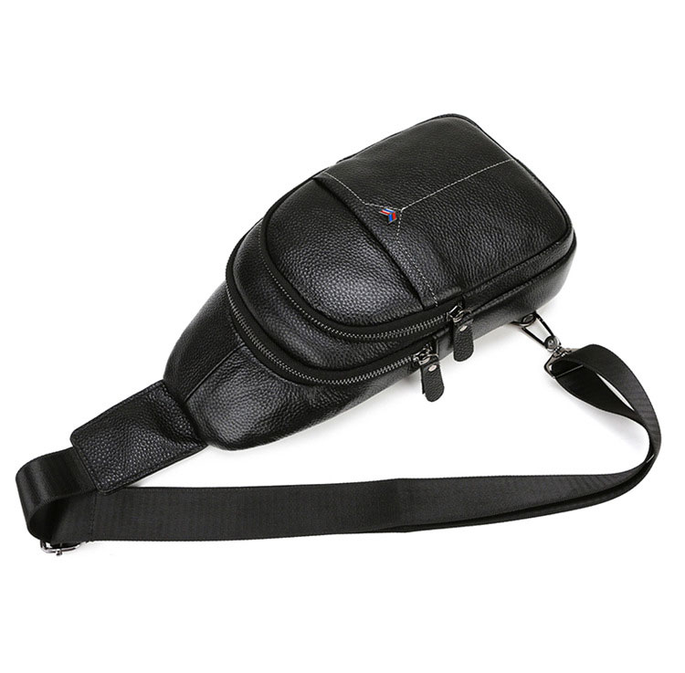 Whatna ショルダーバッグ メンズ 斜め掛け ボディーバッグ 肩掛け ワンショルダー バッグ 胸バッグ 左右付け替え可能 本革 厚手 レザー612-5