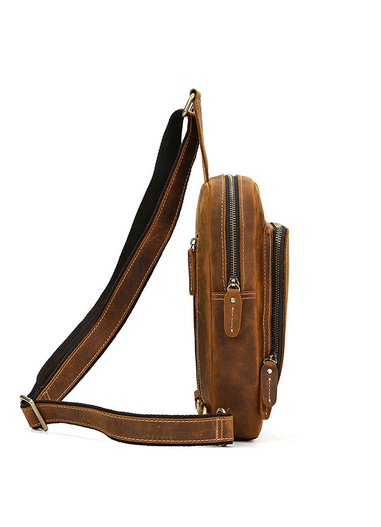 Whatna 天然 牛革 斜めがけ ボディバッグ ワンショルダー メンズ 本革 厚手 レザー9330-3