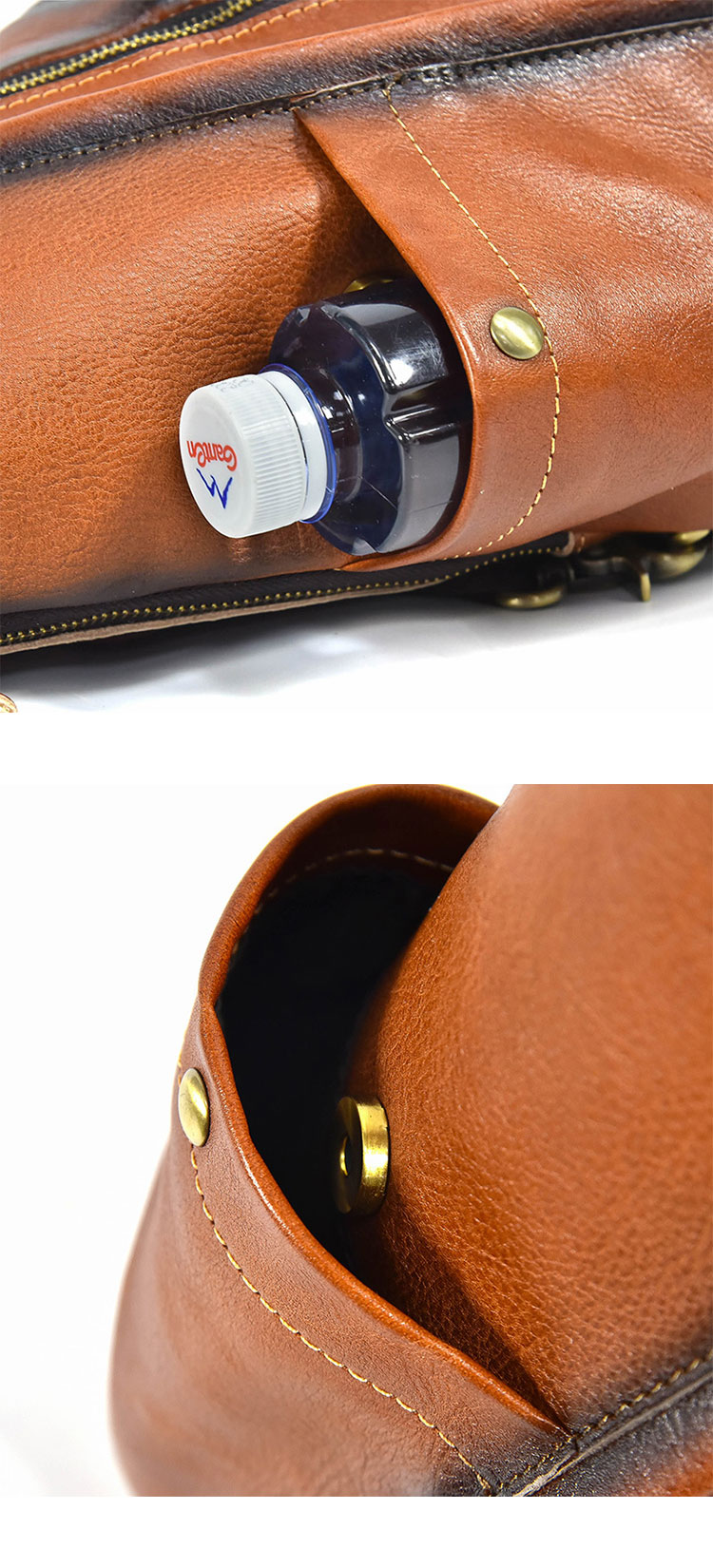 Whatna アンティーク風合い鞣し天 然牛 革 斜めがけ ボディバッグ ワンショルダー メンズ A4書類、15.6インチPC等収納可 左右付け替え可能 本革 厚手 レザー5001CS-9