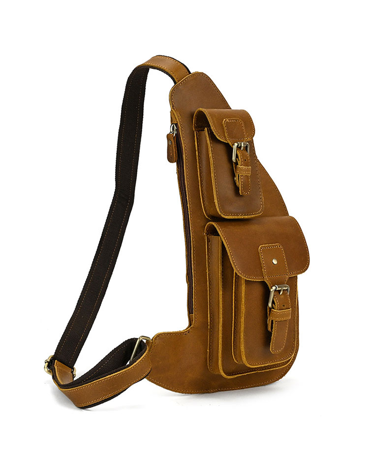 Whatna 天然牛 革 斜めがけ ボディバッグ ワンショルダー メンズ 本革 厚手 レザー Ipadmini収納可7165-2