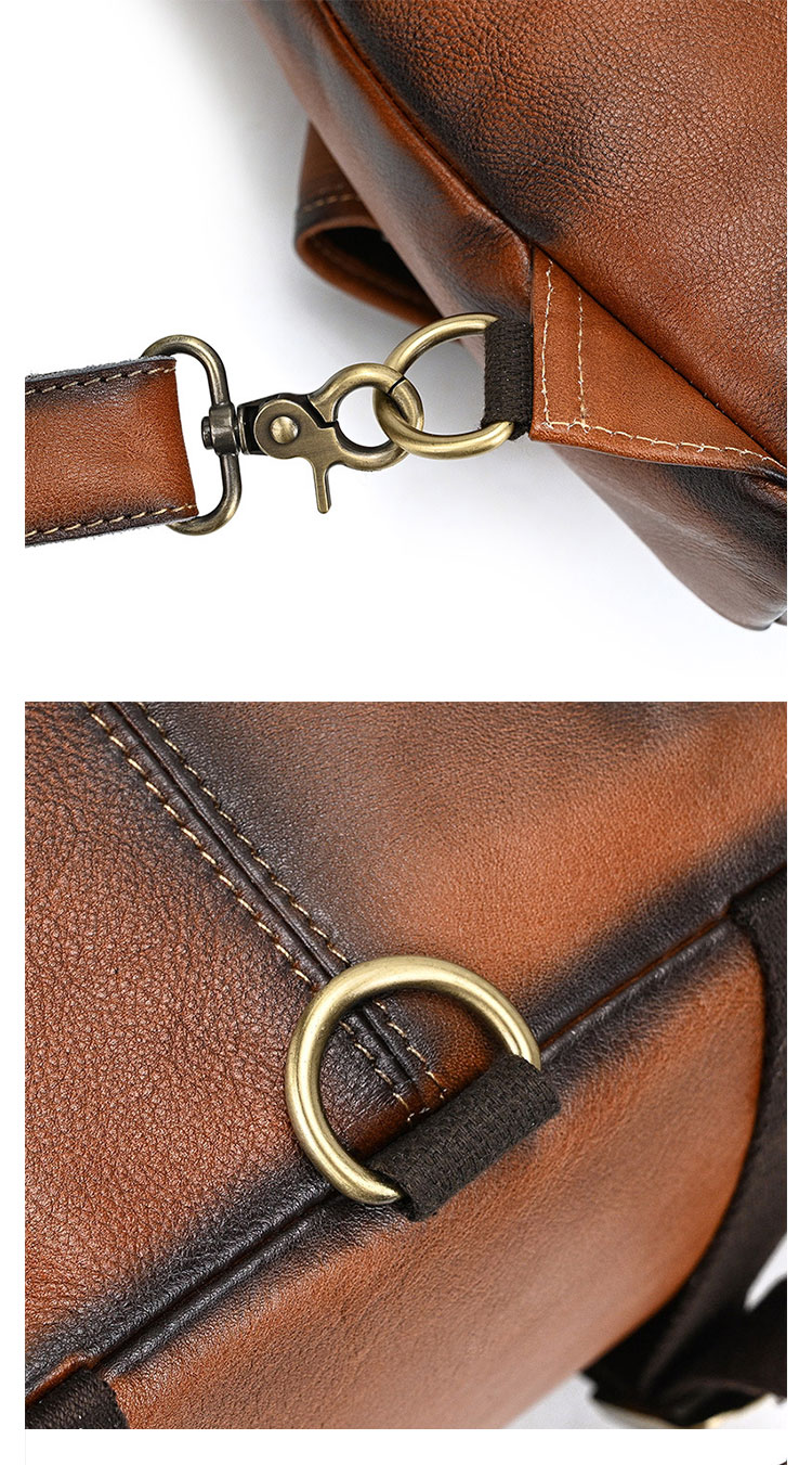 Whatna アンティーク風合い鞣し天 然牛 革 斜めがけ ボディバッグ ワンショルダー メンズ B5書類、15.6インチPC等収納可 左右付け替え可能 本革 厚手 レザー5002CS-13