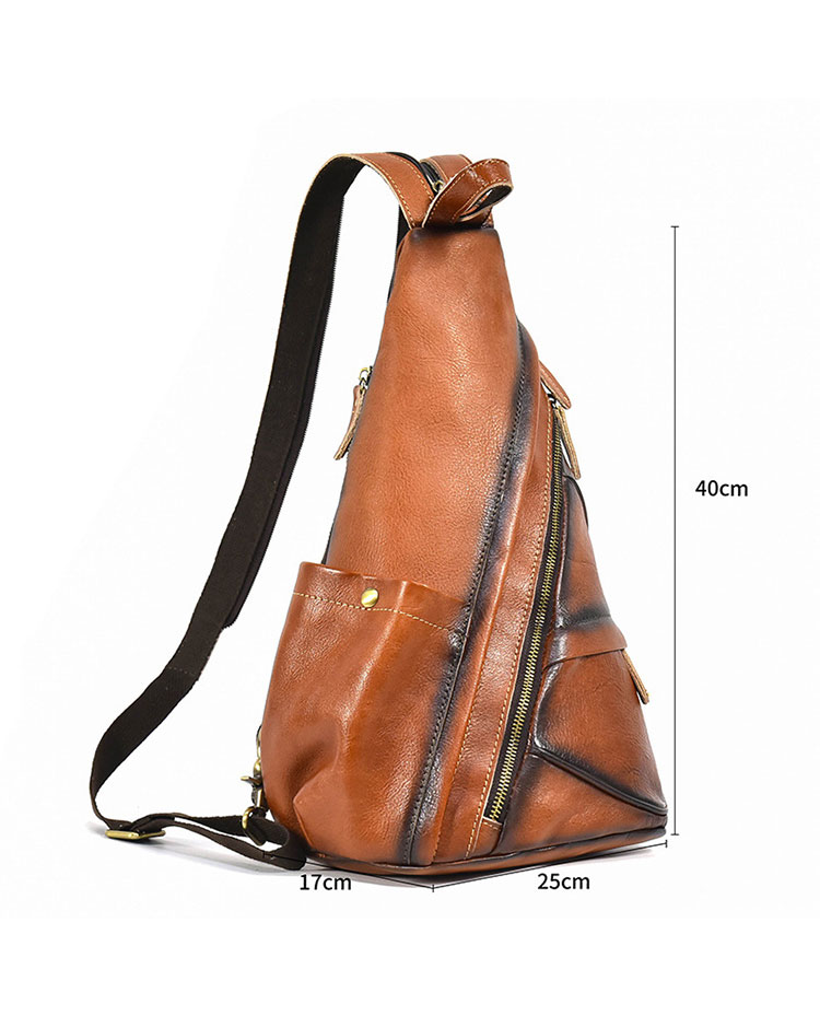 Whatna アンティーク風合い鞣し天 然牛 革 斜めがけ ボディバッグ ワンショルダー メンズ A4書類、15.6インチPC等収納可 左右付け替え可能 本革 厚手 レザー5001CS-1