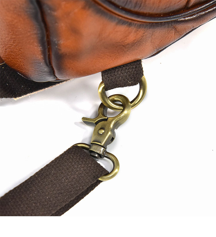 Whatna アンティーク風合い鞣し天 然牛 革 斜めがけ ボディバッグ ワンショルダー メンズ A4書類、15.6インチPC等収納可 左右付け替え可能 本革 厚手 レザー5001CS-12