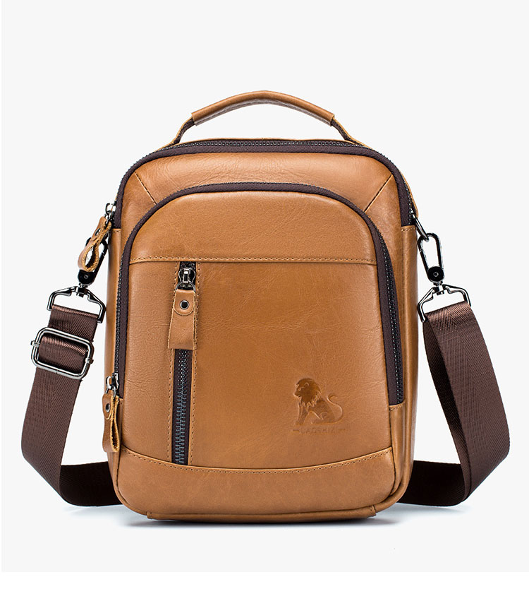 Whatna 天然 牛革ショルダーバッグ メンズ 3way斜め掛け胸バッグ 手提げバッグ セカンドバッグ 手持げバッグ 本革 Ipad mini収納可 カジュアル フォーマル ビジネス 通学 通勤 結婚式 肩掛けバッグ 自転車かばん プレゼント男性 91329-1