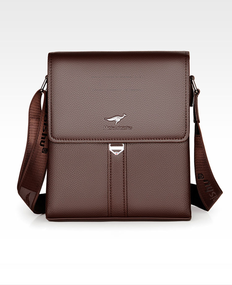 Whatna 革 フラップ ショルダーバッグ メンズ 3室仕切 盗難防止A4 ipad 10.5 収納可 縦型 メンズ ビジネスかばん斜めがけ 小さめメッセンジャーバッグ 斜め掛け通学通勤バッグ 肩掛けバッグ 紳士用 男性用-1