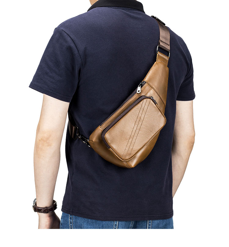 Whatna 天然牛 革 斜めがけ ボディバッグ ワンショルダー メンズ 本革 厚手 レザー91023-9