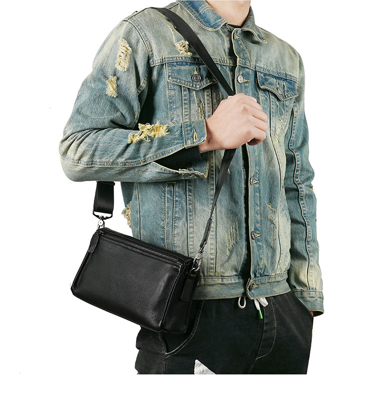 Whatna アンティーク風合い鞣し天 然 牛革ミニショルダーバッグ メンズ メッセンジャーバッグ 小さめ ビジネスバッグ ipad mini収納可 本革通勤 通学 斜めがけバッグ 自転車 かばん男性用 黑137033-8