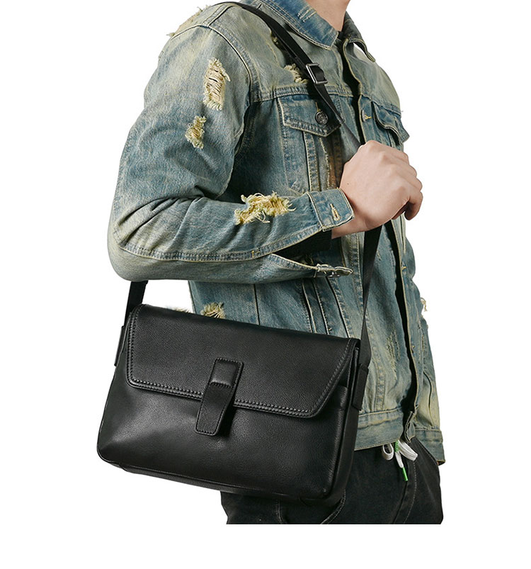 Whatna アンティーク風合い鞣し天 然 牛革ショルダーバッグ メンズ メッセンジャーバッグ 小さめ ビジネスバッグ A4 ipad 10.5収納可 本革通勤 通学 斜めがけバッグ 自転車 かばん男性用 黑13767-8