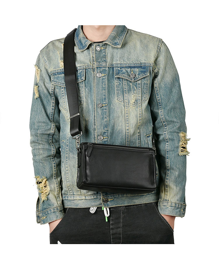 Whatna アンティーク風合い鞣し天 然 牛革ミニショルダーバッグ メンズ メッセンジャーバッグ 小さめ ビジネスバッグ ipad mini収納可 本革通勤 通学 斜めがけバッグ 自転車 かばん男性用 黑137033-7