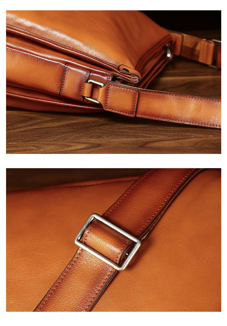 Whatna アンティーク風合い鞣し天 然 牛革ショルダーバッグ メンズ メッセンジャーバッグ 小さめ ビジネスバッグ A4 ipad 10.5収納可 本革通勤 通学 斜めがけバッグ 自転車 かばん男性用 黑6139-7