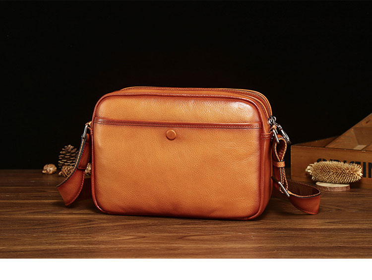 Whatna アンティーク風合い鞣し天 然 牛革ショルダーバッグ メンズ メッセンジャーバッグ 小さめ ビジネスバッグ 2室仕切B5 IPAD9.7収納可本革通勤 通学 斜めがけバッグ 自転車 かばん男性用 黒6139-4