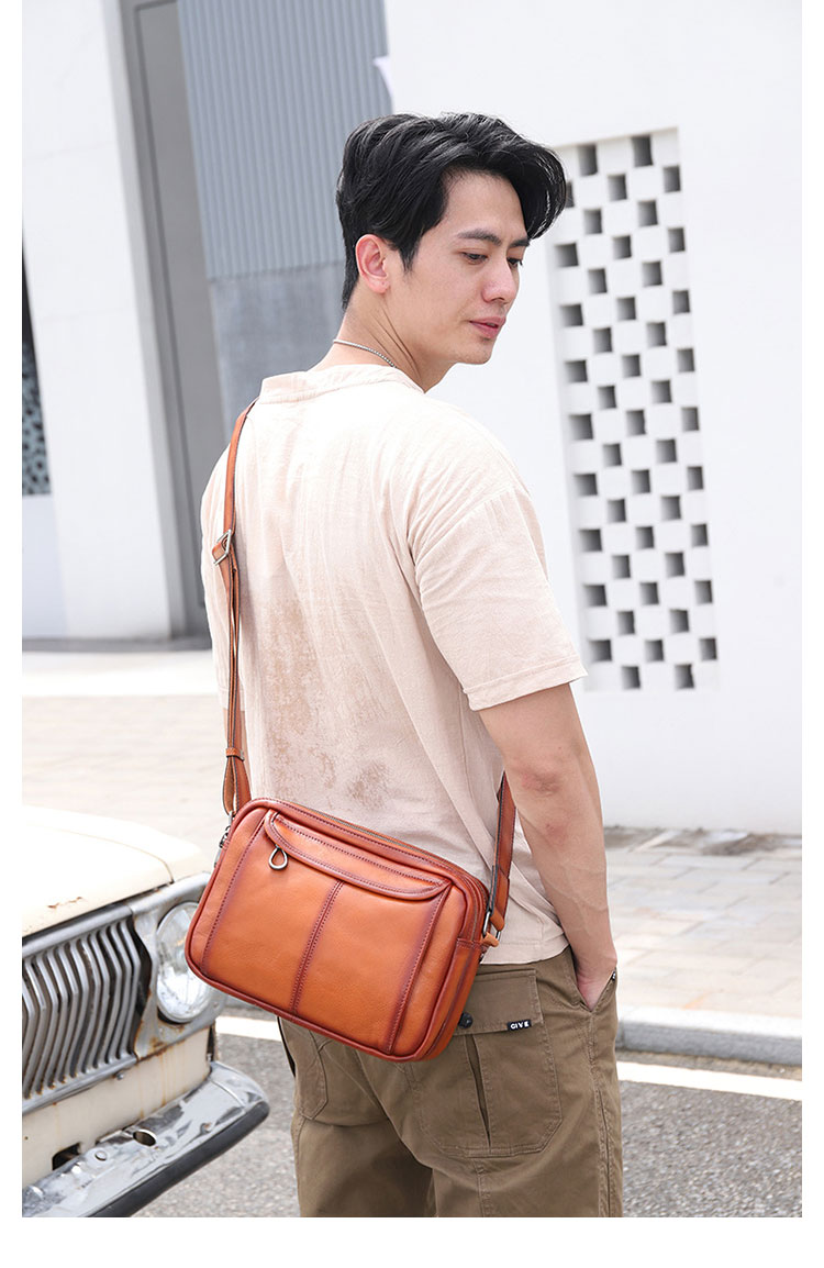 Whatna アンティーク風合い鞣し天 然 牛革ショルダーバッグ メンズ メッセンジャーバッグ 小さめ ビジネスバッグ 2室仕切B5 IPAD9.7収納可本革通勤 通学 斜めがけバッグ 自転車 かばん男性用 黒6139-12