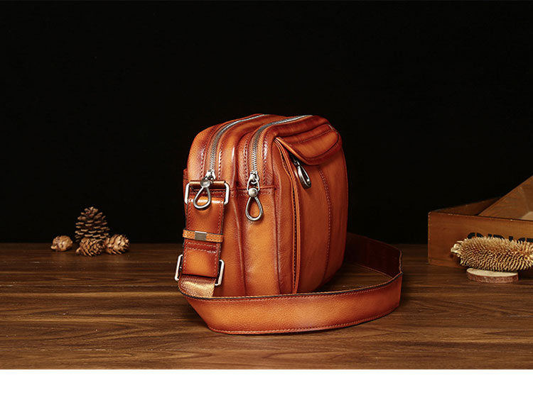 Whatna アンティーク風合い鞣し天 然 牛革ショルダーバッグ メンズ メッセンジャーバッグ 小さめ ビジネスバッグ 2室仕切B5 IPAD9.7収納可本革通勤 通学 斜めがけバッグ 自転車 かばん男性用 黒6139-2