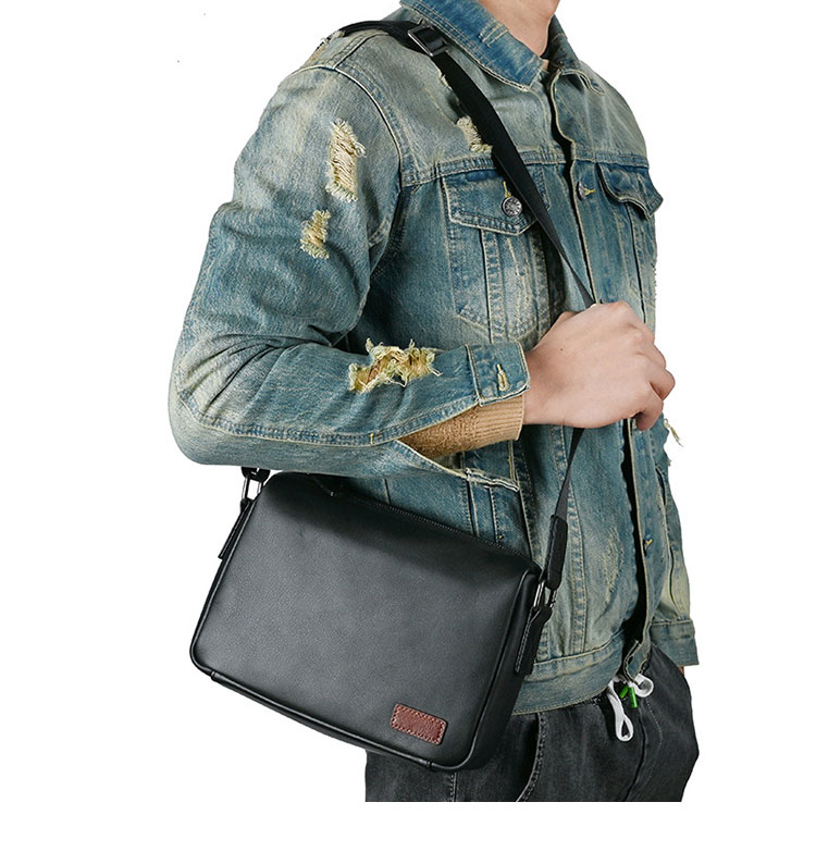 Whatna 天然 牛革ショルダーバッグ メンズ メッセンジャーバッグ 小さめ ビジネスバッグ B5 ipad mini収納可 本革通勤 通学 斜めがけバッグ 自転車 かばん男性用 黒13768-8