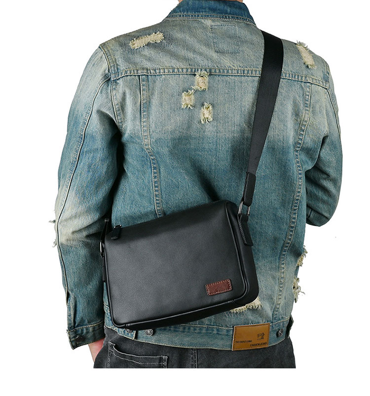 Whatna 天然 牛革ショルダーバッグ メンズ メッセンジャーバッグ 小さめ ビジネスバッグ B5 ipad mini収納可 本革通勤 通学 斜めがけバッグ 自転車 かばん男性用 黒13768-9