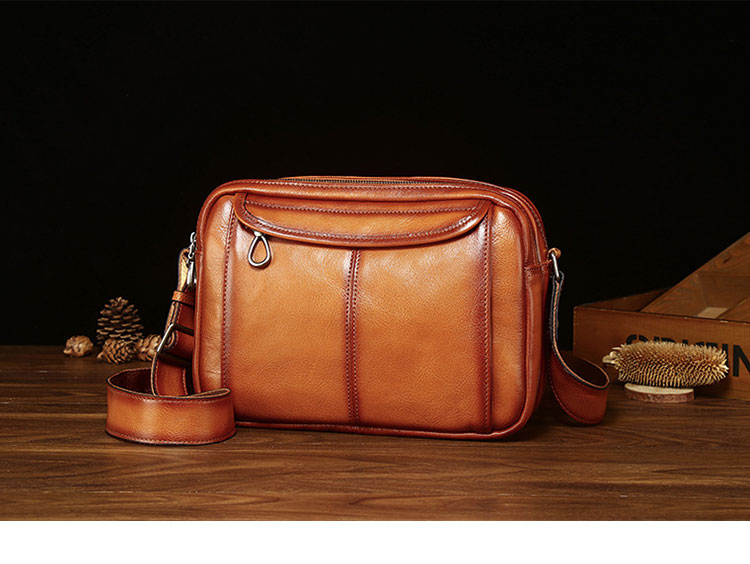 Whatna アンティーク風合い鞣し天 然 牛革ショルダーバッグ メンズ メッセンジャーバッグ 小さめ ビジネスバッグ 2室仕切B5 IPAD9.7収納可本革通勤 通学 斜めがけバッグ 自転車 かばん男性用 黒6139-1