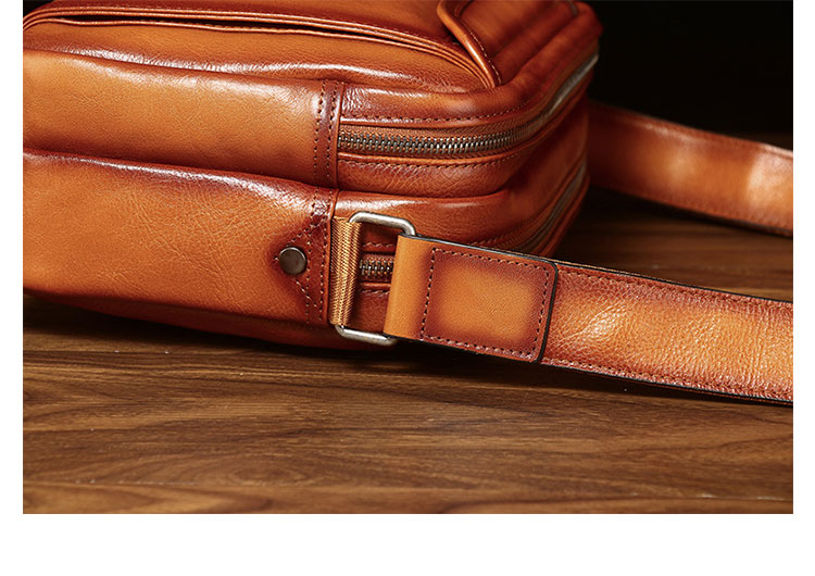 Whatna アンティーク風合い鞣し天 然 牛革ショルダーバッグ メンズ メッセンジャーバッグ 小さめ ビジネスバッグ 2室仕切B5 IPAD9.7収納可本革通勤 通学 斜めがけバッグ 自転車 かばん男性用 黒6139-10