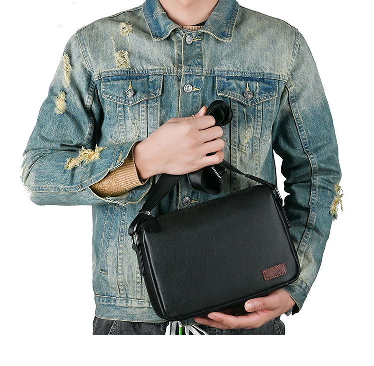 Whatna 天然 牛革ショルダーバッグ メンズ メッセンジャーバッグ 小さめ ビジネスバッグ B5 ipad mini収納可 本革通勤 通学 斜めがけバッグ 自転車 かばん男性用 黒13768-10