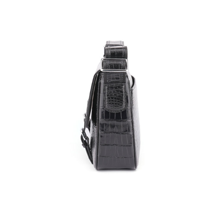 Whatna ワニ革 本革 ショルダーバッグ メンズ ポシェットポ メッセンジャーバッグ 横型 小さめ ビジネスバッグクロコダイル革 本皮 通勤 通学 斜めがけバッグ かばん男性用 ブラウン 黒1126B-4