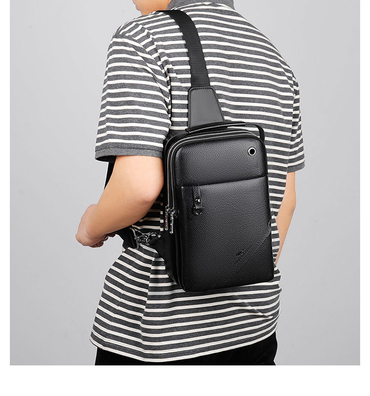 Cenvinsワンショルダーメンズ ボディバッグ 斜め掛けバッグ肩掛け 胸バッグ 手提げバッグ メッセンジャーバッグ PUレザー2室仕切 大容量 イヤホン穴付 キーリング付 左右に付け替え可 軽量 男女兼用-11