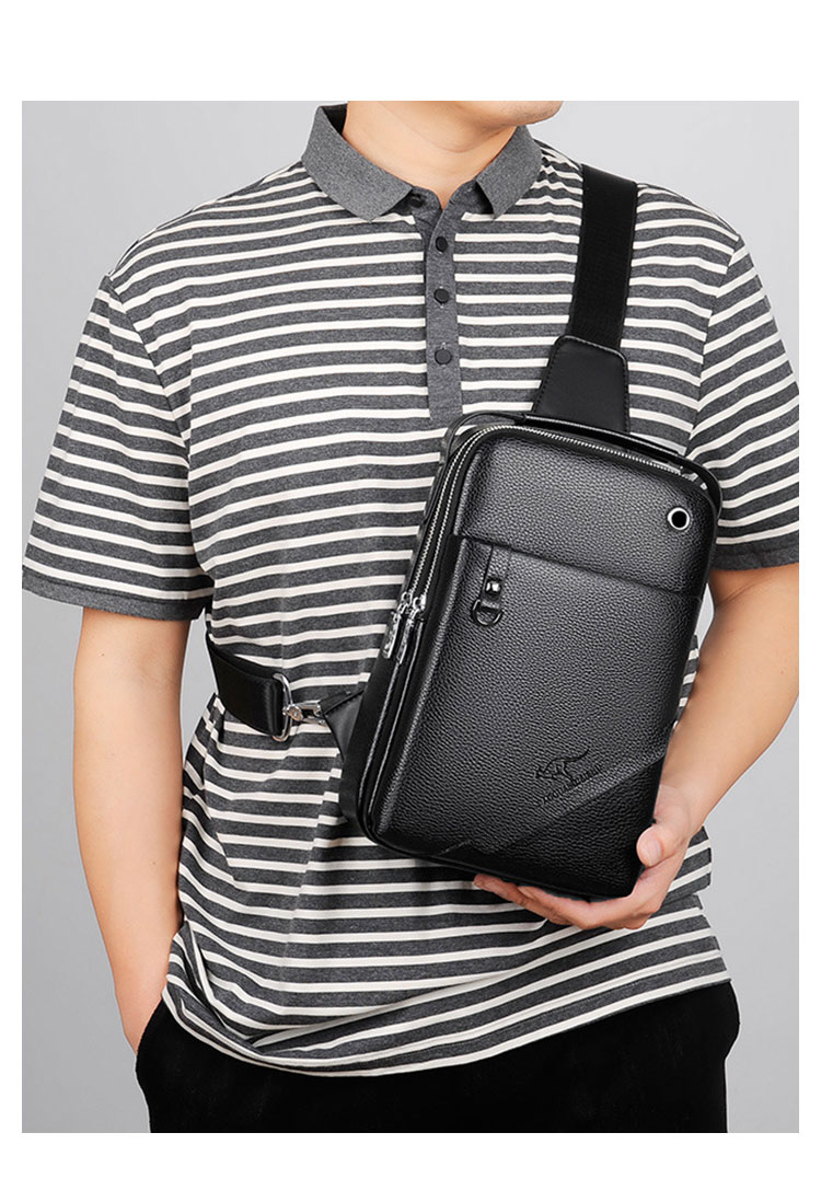 Cenvinsワンショルダーメンズ ボディバッグ 斜め掛けバッグ肩掛け 胸バッグ 手提げバッグ メッセンジャーバッグ PUレザー2室仕切 大容量 イヤホン穴付 キーリング付 左右に付け替え可 軽量 男女兼用-10