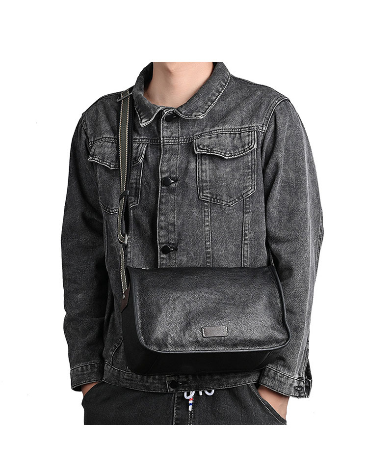 Whatna アンティーク風合い鞣し天 然 牛革ショルダーバッグ メンズ メッセンジャーバッグ 小さめ ビジネスバッグ ipad 10.5収納可 本革通勤 通学 斜めがけバッグ 自転車 かばん男性用 黑MZ-03-8