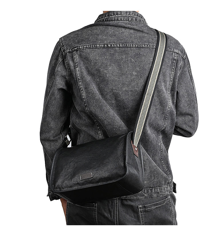 Whatna アンティーク風合い鞣し天 然 牛革ショルダーバッグ メンズ メッセンジャーバッグ 小さめ ビジネスバッグ ipad 10.5収納可 本革通勤 通学 斜めがけバッグ 自転車 かばん男性用 黑MZ-03-10