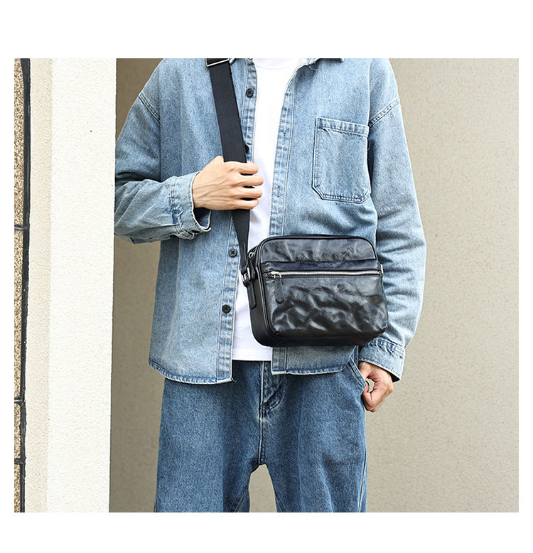 Whatna アンティーク風合い鞣し天 然 牛革ショルダーバッグ メンズ メッセンジャーバッグ 小さめ ビジネスバッグ ipad mini収納可 本革通勤 通学 斜めがけバッグ 自転車 かばん男性用 黒6692-4