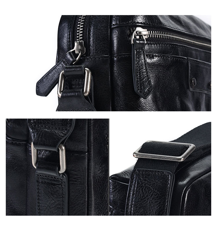 Whatna アンティーク風合い鞣し天 然 牛革ショルダーバッグ メンズ メッセンジャーバッグ 小さめ ビジネスバッグ ipad mini収納可 本革通勤 通学 斜めがけバッグ 自転車 かばん男性用 黒6693-8