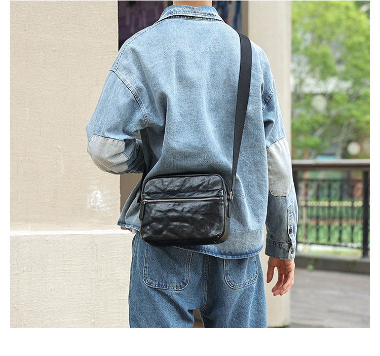 Whatna アンティーク風合い鞣し天 然 牛革ショルダーバッグ メンズ メッセンジャーバッグ 小さめ ビジネスバッグ ipad mini収納可 本革通勤 通学 斜めがけバッグ 自転車 かばん男性用 黒6692-6