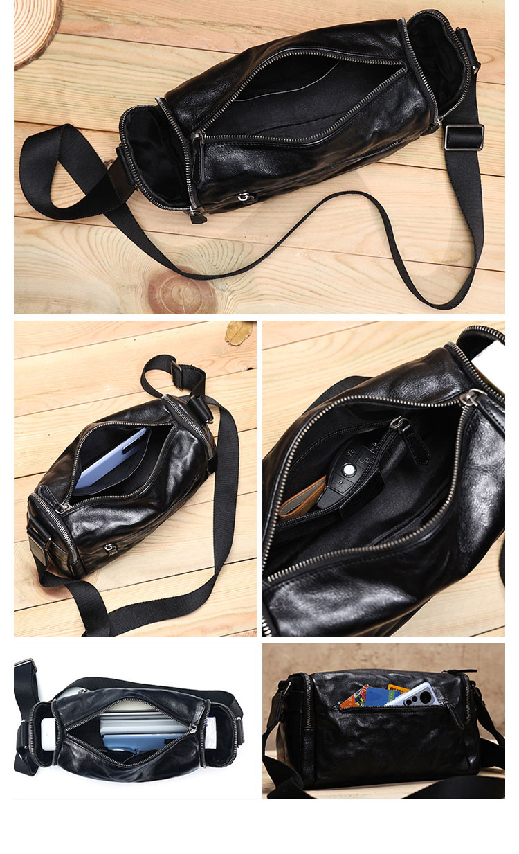 Whatna アンティーク風合い鞣し天 然 牛革ショルダーバッグ メンズ メッセンジャーバッグ 小さめ ビジネスバッグ ipad mini収納可 本革通勤 通学 斜めがけバッグ 自転車 かばん男性用 黒6698-9