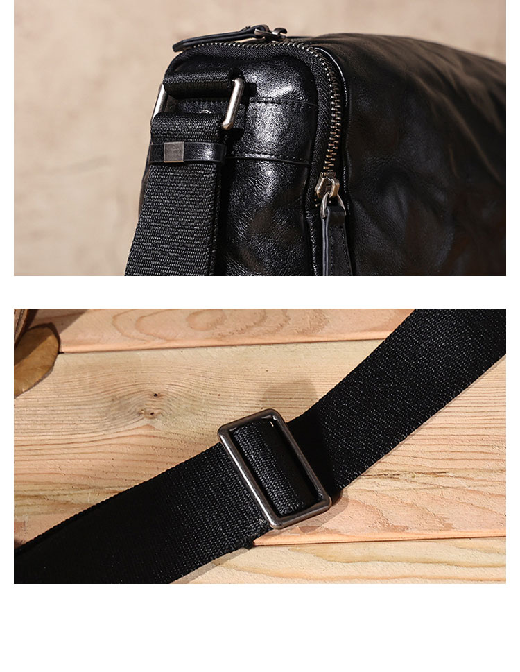 Whatna アンティーク風合い鞣し天 然 牛革ショルダーバッグ メンズ メッセンジャーバッグ 小さめ ビジネスバッグ ipad mini収納可 本革通勤 通学 斜めがけバッグ 自転車 かばん男性用 黒6698-11