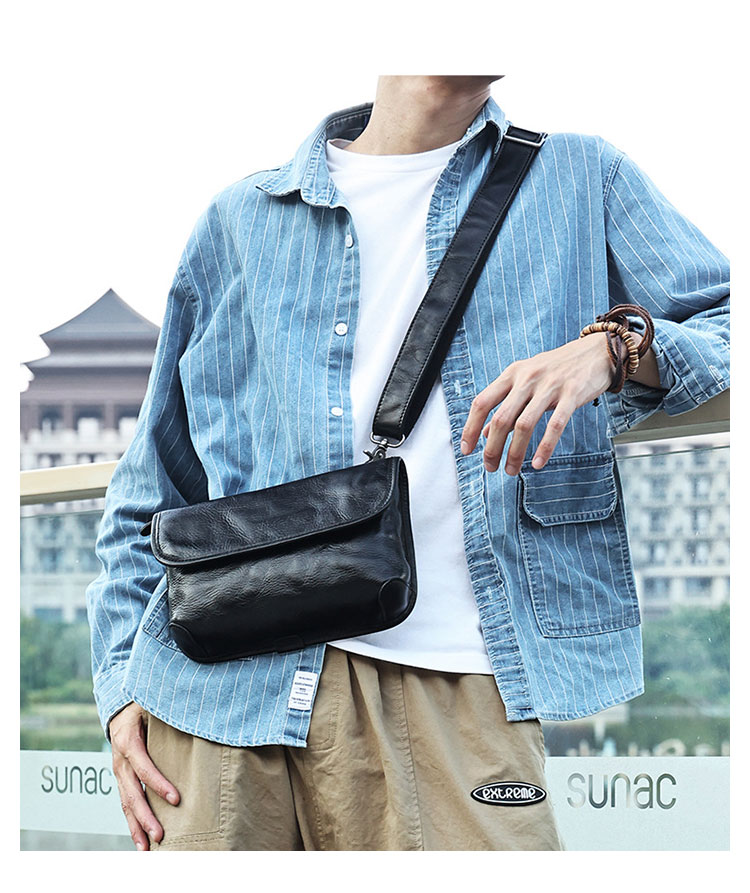 Whatna アンティーク風合い鞣し天 然 牛革ショルダーバッグ メンズ メッセンジャーバッグ 小さめ ビジネスバッグ ipad mini収納可 本革通勤 通学 斜めがけバッグ 自転車 かばん男性用 黒6982-8