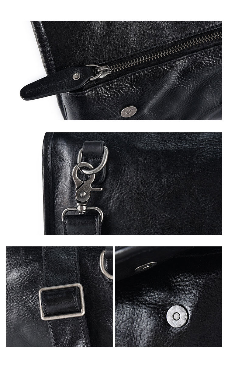 Whatna アンティーク風合い鞣し天 然 牛革ショルダーバッグ メンズ メッセンジャーバッグ 小さめ ビジネスバッグ ipad mini収納可 本革通勤 通学 斜めがけバッグ 自転車 かばん男性用 黒6982-7