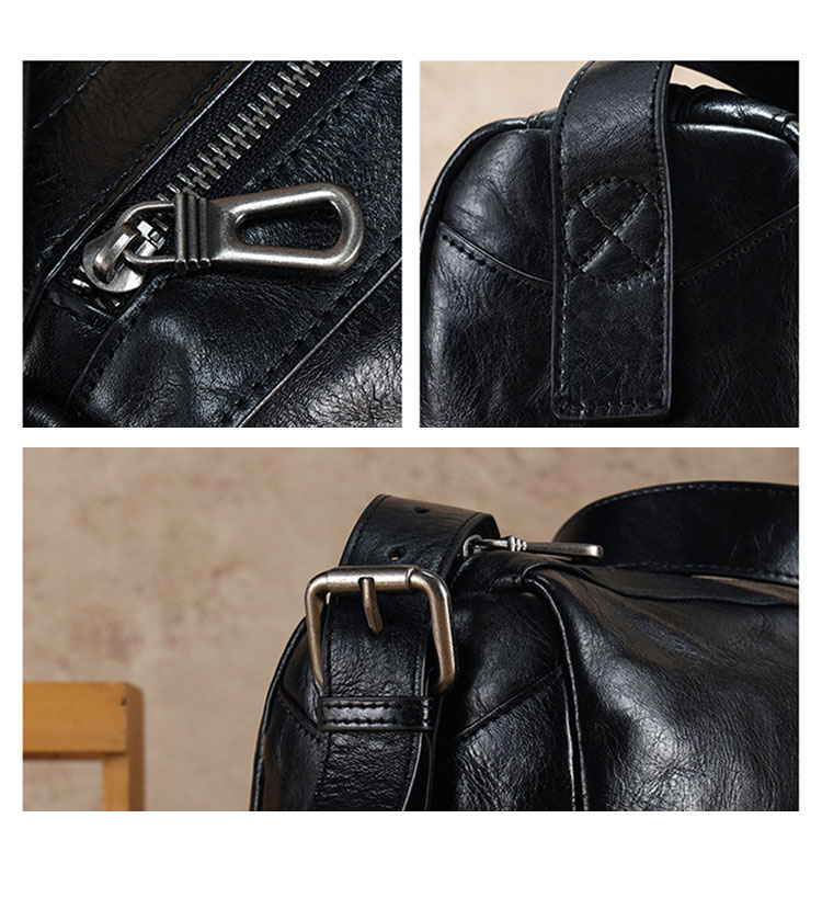 Whatna アンティーク風合い鞣し天 然 牛革ショルダーバッグ メンズ メッセンジャーバッグ 小さめ ビジネスバッグ ipad mini収納可 本革通勤 通学 斜めがけバッグ 自転車 かばん男性用 黒6780-7