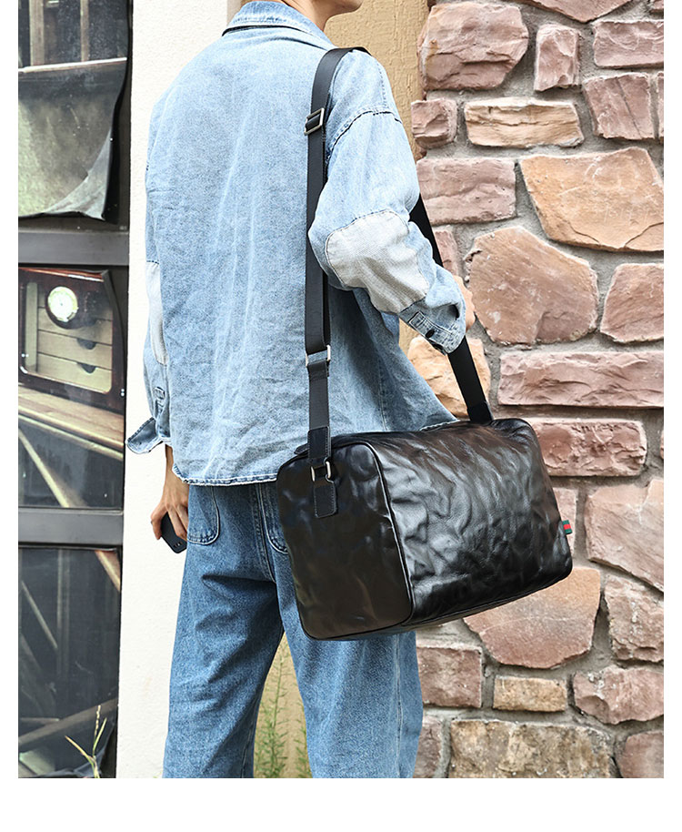 Whatna アンティーク風合い鞣し天 然 牛革ショルダーバッグ メンズ メッセンジャーバッグ 小さめ ビジネスバッグ A4 15インチのPC収納可 本革通勤 通学 斜めがけバッグ 自転車 かばん男性用 黒6781-12