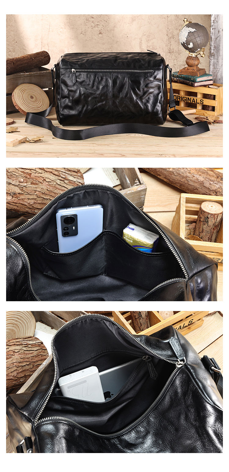 Whatna アンティーク風合い鞣し天 然 牛革ショルダーバッグ メンズ メッセンジャーバッグ 小さめ ビジネスバッグ A4 15インチのPC収納可 本革通勤 通学 斜めがけバッグ 自転車 かばん男性用 黒6781-7