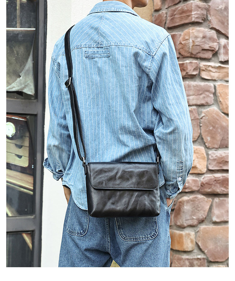 Whatna アンティーク風合い鞣し天 然 牛革ショルダーバッグ メンズ メッセンジャーバッグ 小さめ ビジネスバッグ IPAD MINI収納可 本革通勤 通学 斜めがけバッグ 自転車 かばん男性用 黒6699-6